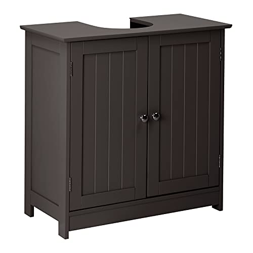 Pedestal Under Sink Storage Bathroom Vanity with 2 Doors Bathroom Cabinet 23 5/8" x 11 7/16" x 23 5/8" (Espresso) K402021