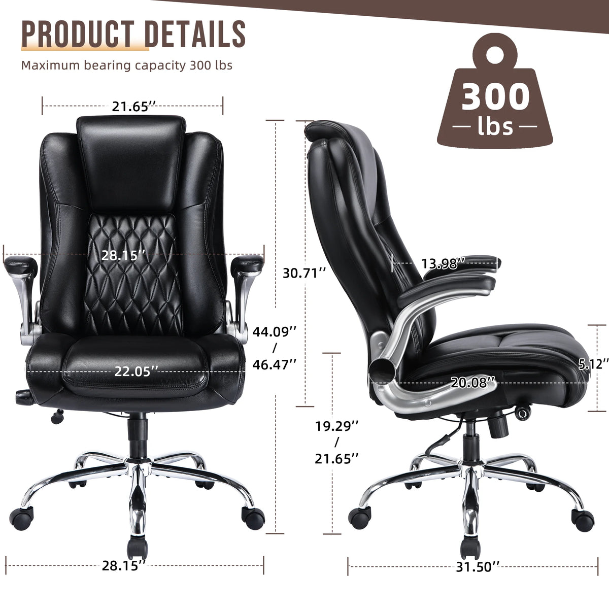 Black High Back Ergonomic Office Chair with Lumbar Support A2211