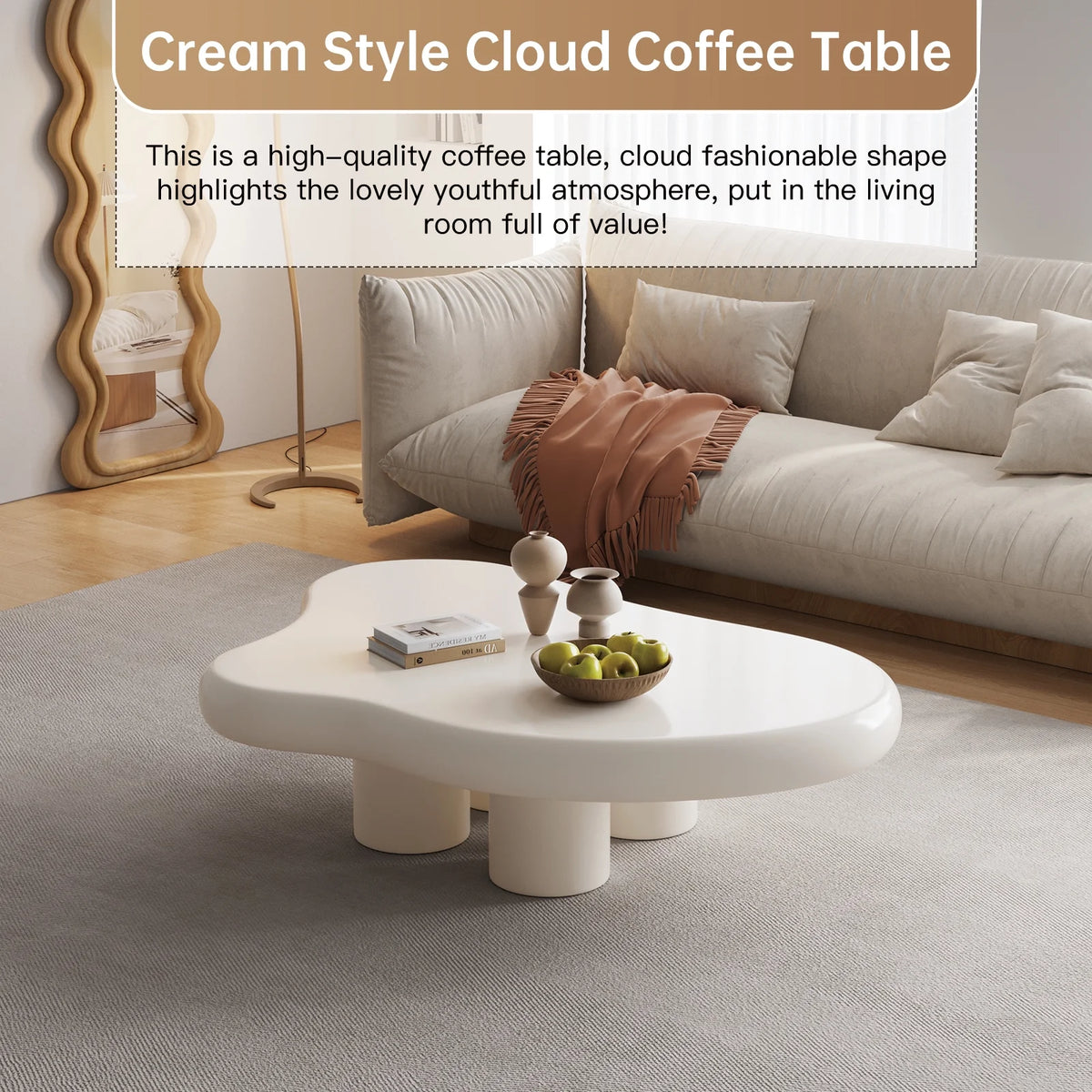 Cream White Coffee Table with 4 Legs X50679