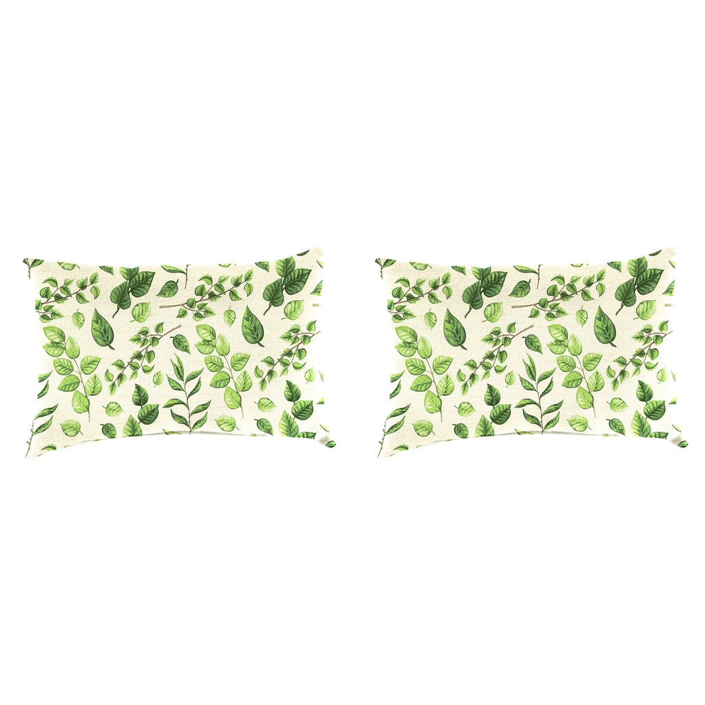 Aloe Green Leaves Rectangular Outdoor Lumbar Throw Pillow 2 Pack F473334