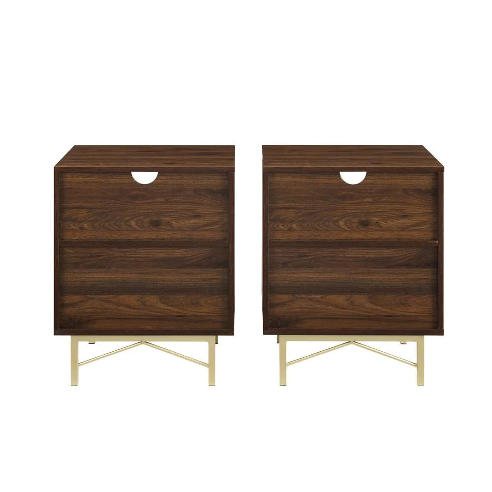 Dark Walnut 1-Drawer Wood End Tables Set of 2 E94665