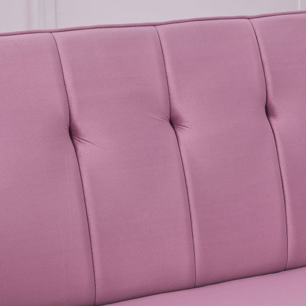 Convertible Velvet Sofa Bed with Two Pillows and Center Leg V562443