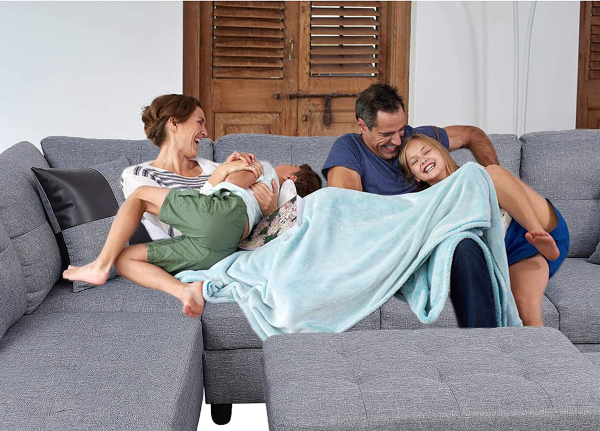 3-Piece L-Shaped Sectional Sofa with Chaise Storage Ottoman and Pillows F994703