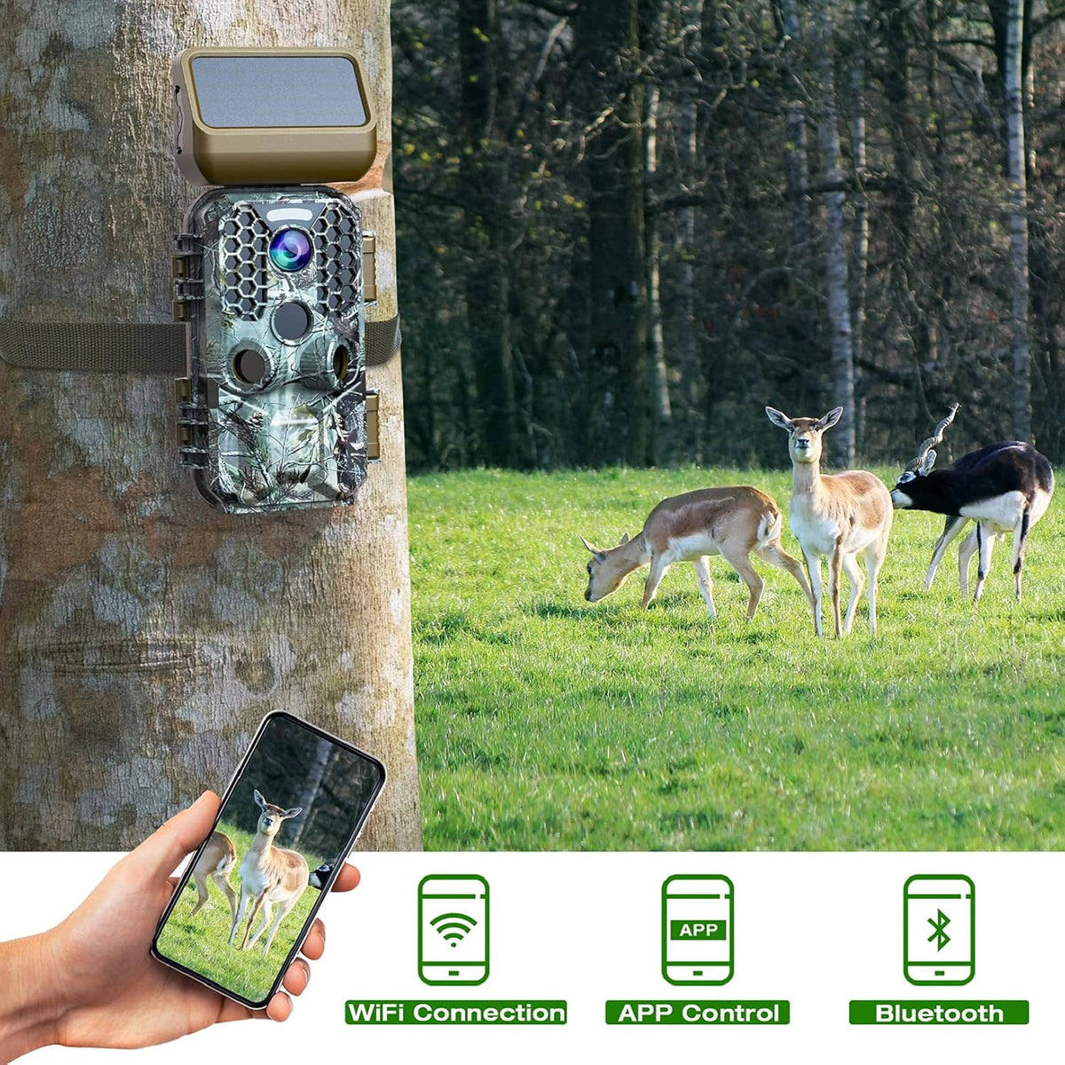 Solar Powered 4K 30MP Trail Camera with Night Vision E10148