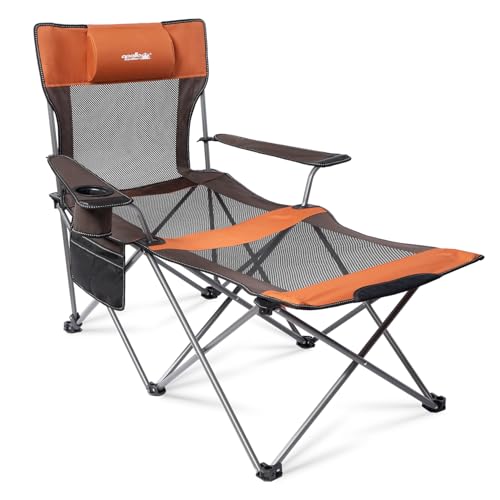 6 Legged Reclining Camping Chair with Foot Rest and Carry Bag Grey K184