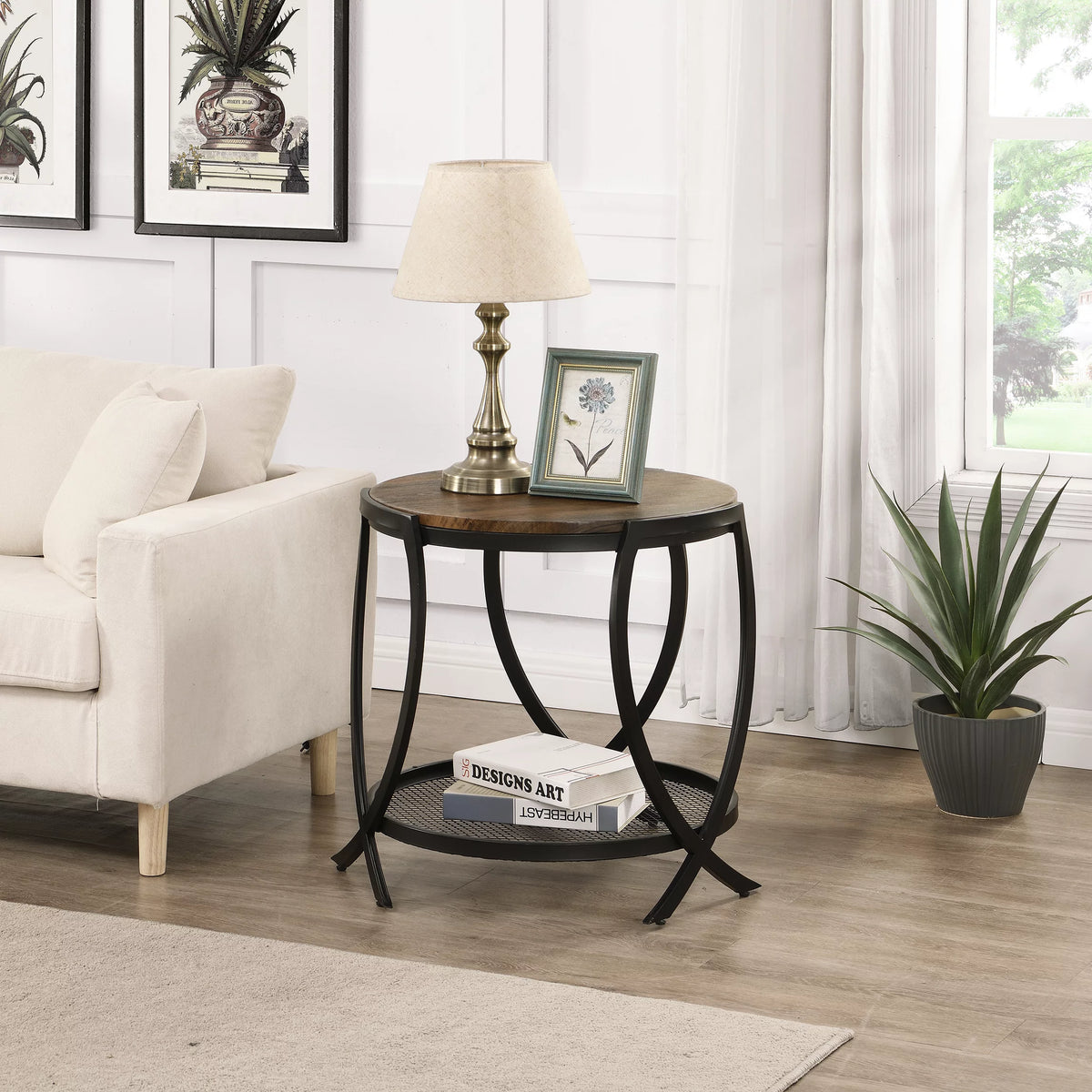 Brown 2-Tier Round End Table G451