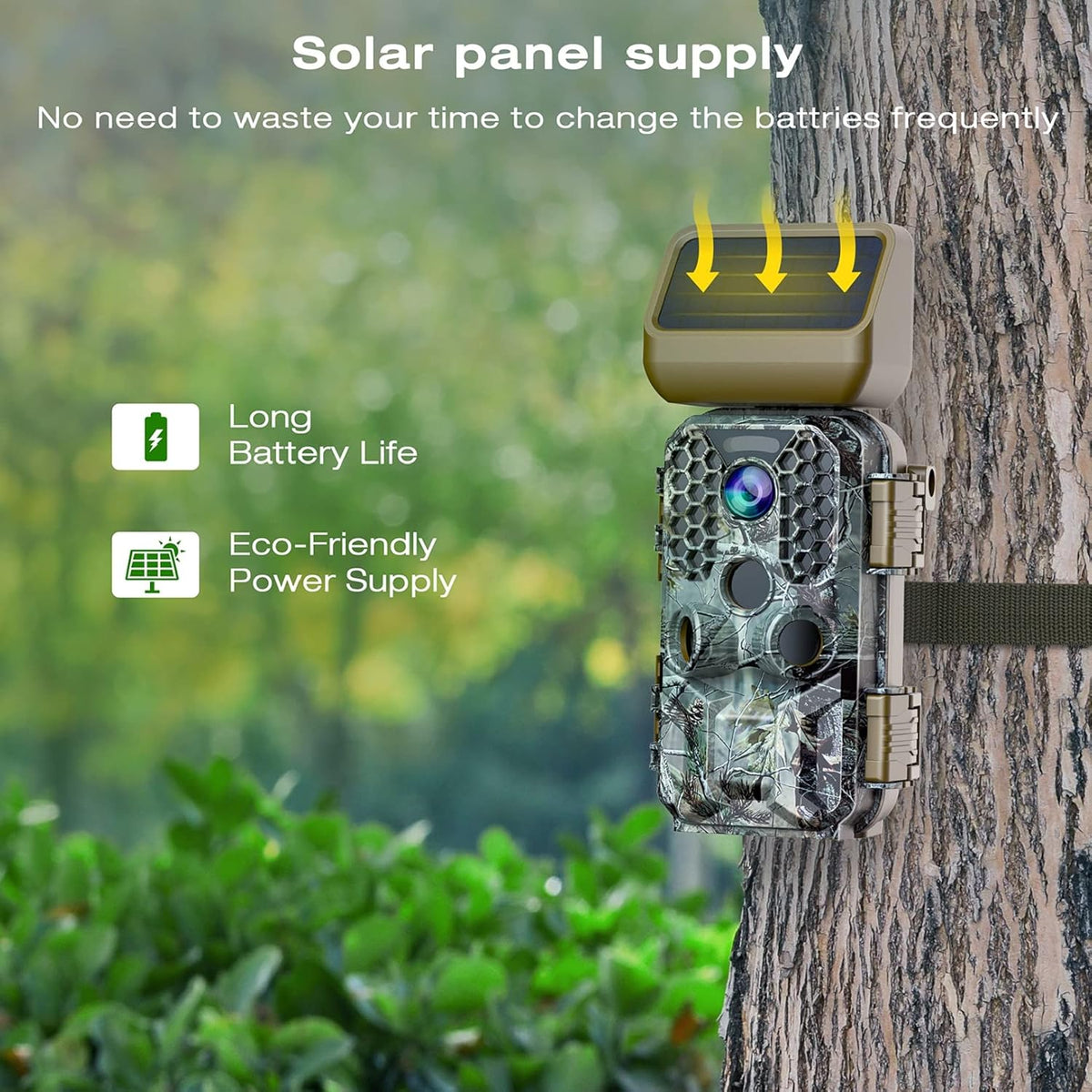 Solar Powered 4K 30MP Trail Camera with Night Vision E10148