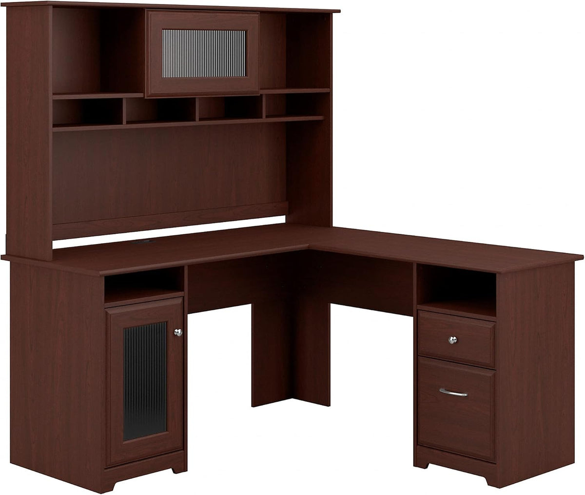 White L Shaped Computer Desk with Hutch E879