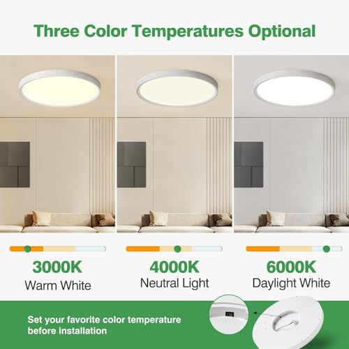 4PK 15.8 Inch 32W 3480LM 3000K/4000K/6000K CCT Selectable Round Flat Panel LED Ceiling Light T56207
