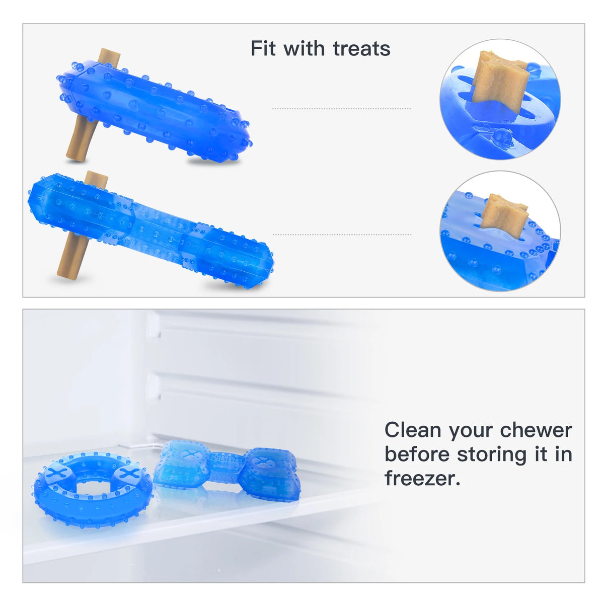 Pet Teether Cooling Chew Toy Pack of 2 (Ring and Bone) P9314