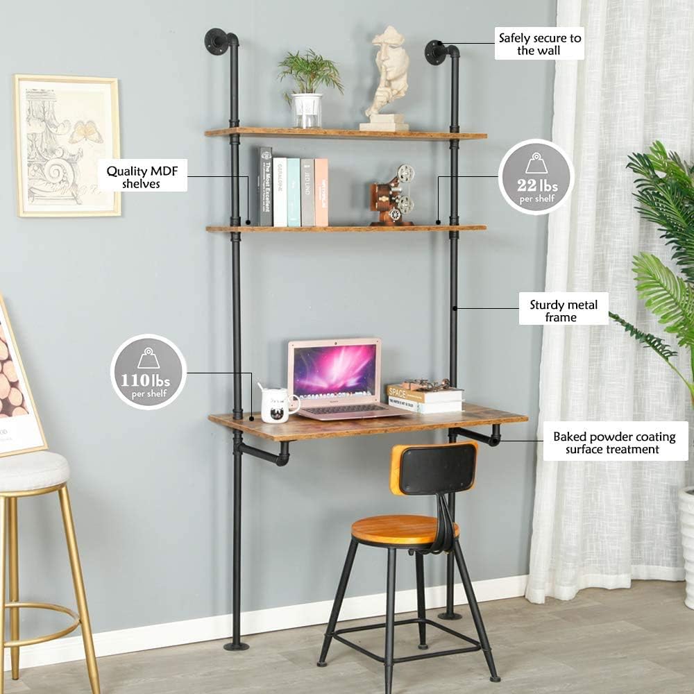 Wall Mount Desk with Shelves G93814