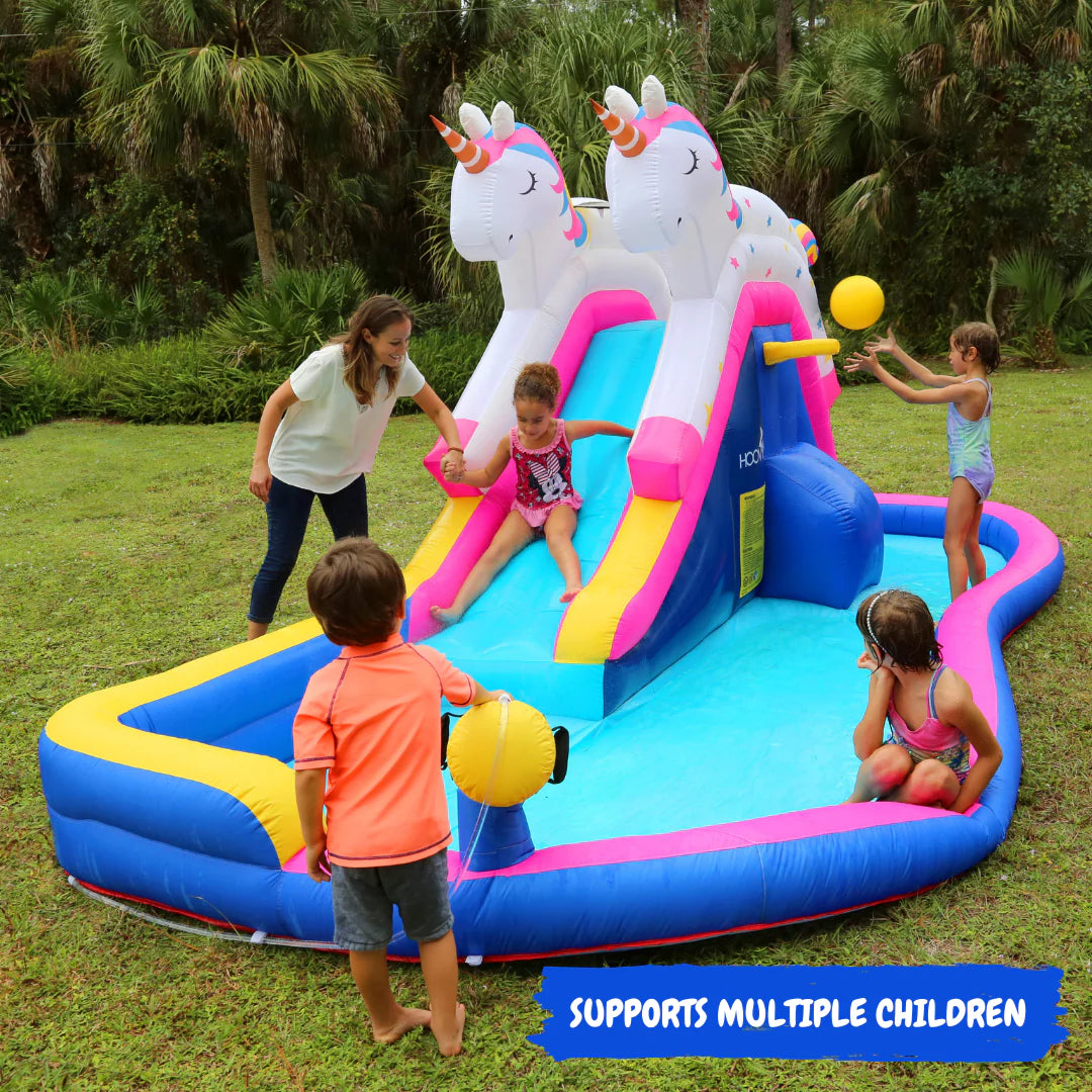 Giant Inflatable Unicorn Slide with Side Pool Z121728