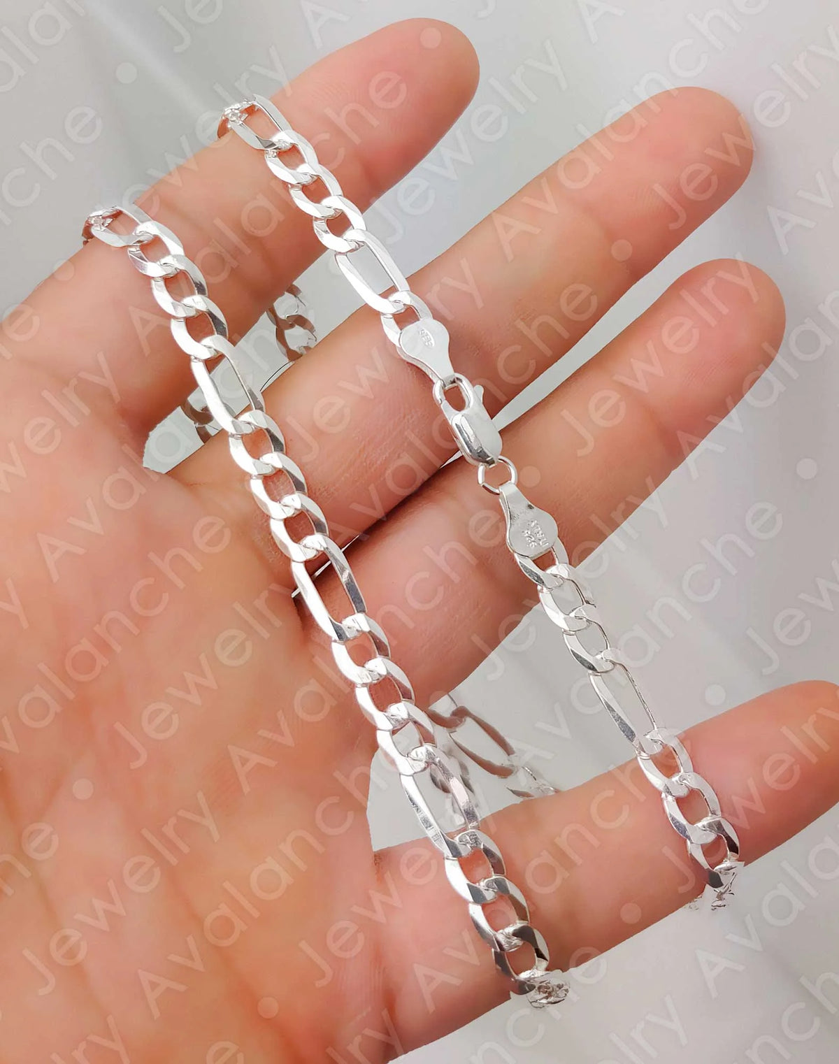 .925 Sterling Silver Figaro Link Chain Necklace 16 inches Q899