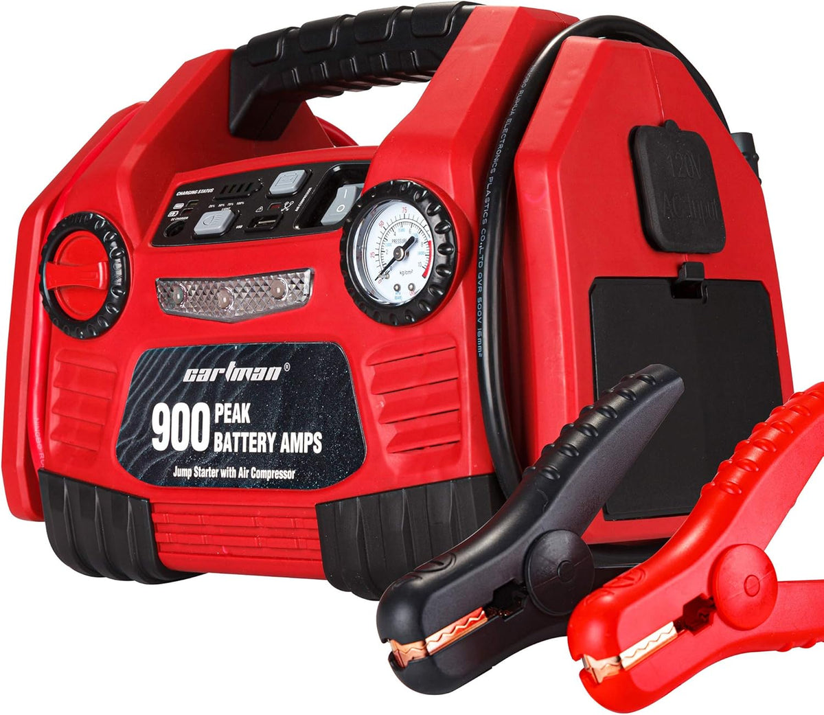12V Portable Power Station Jump Starter with Air Compressor, 150PSI Tire Inflator, Battery Clamps Z304