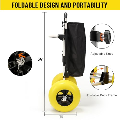 Folding Beach Fishing Cart with Big Balloon Wheels and Storage Bag K420