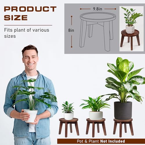 Acacia Wooden Plant Stand with Spill-Proof Tray M455