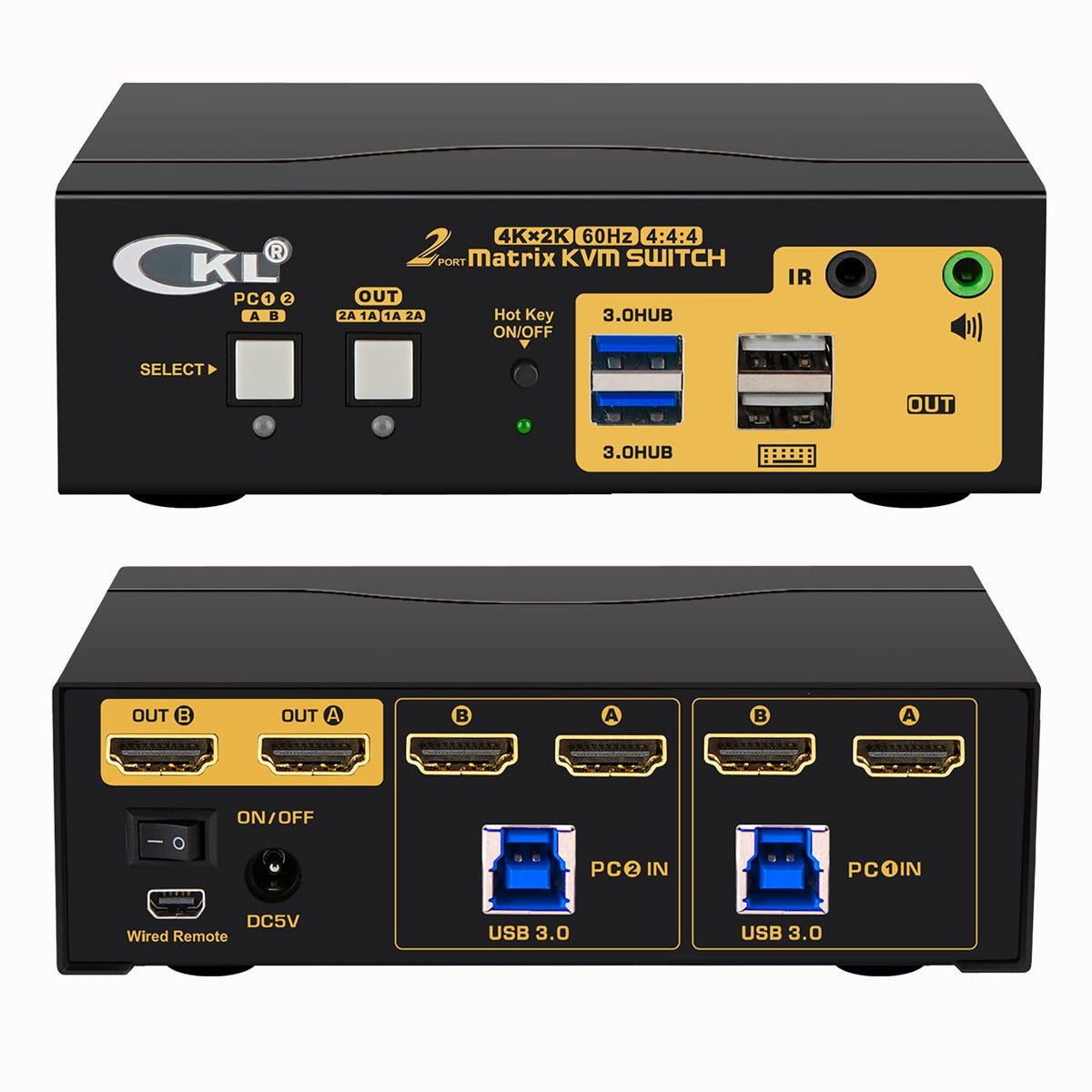 2x2 HDMI KVM Switch Dual Monitor USB 3.0 4K 60Hz with Cables B4539