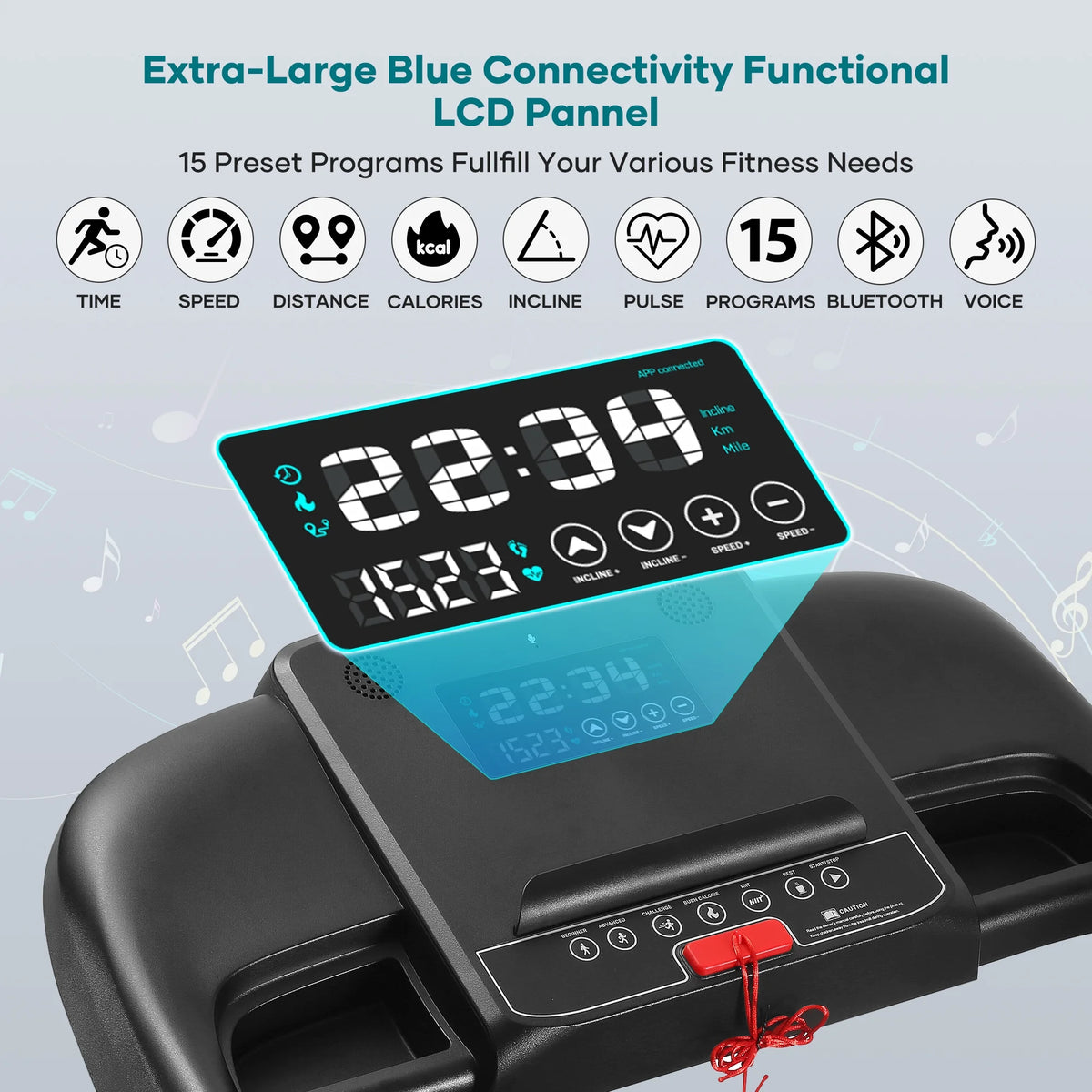 17 Wide Electric Folding Treadmill with Auto Incline J337537