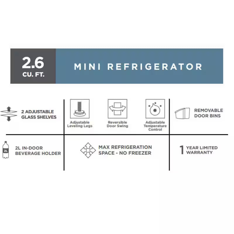 Black 2.6 Cu. Ft. Mini Refrigerator R72888