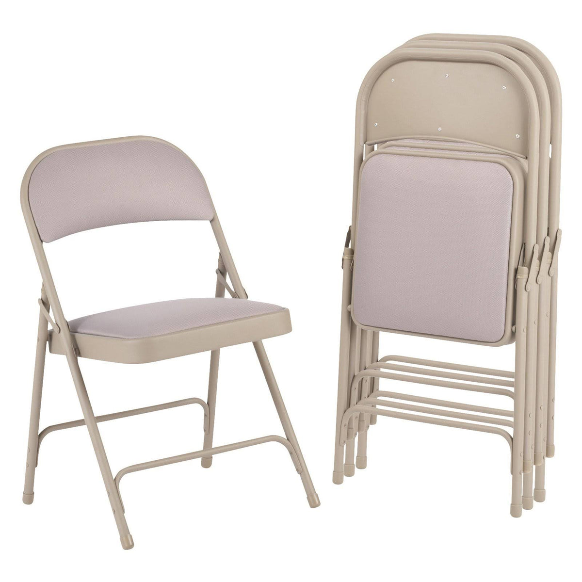 Steel Folding Chair with Fabric Back and Seat, Tan, 4/Carton Y226