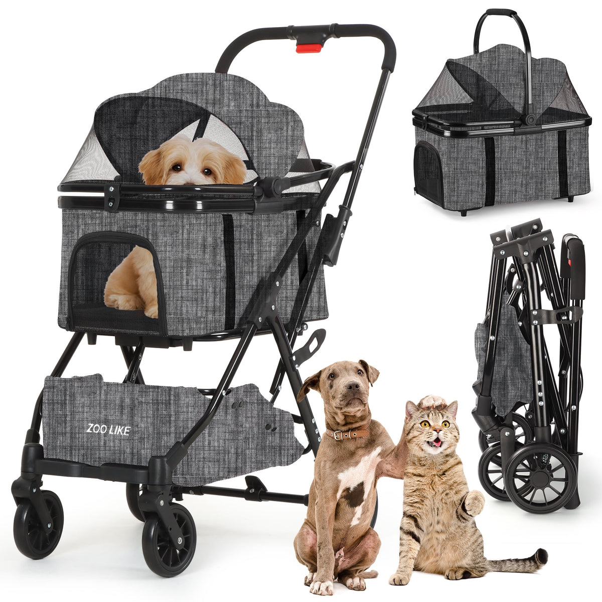Foldable 4 Wheel Pet Stroller B505968