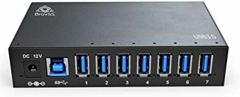 7 Port USB 3.0 Powered Hub with 12V 3A Power Adapter (Black) M722397