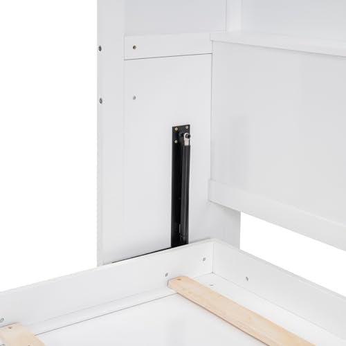 Queen Size Wood Murphy Bed with Shelves, Grey S392