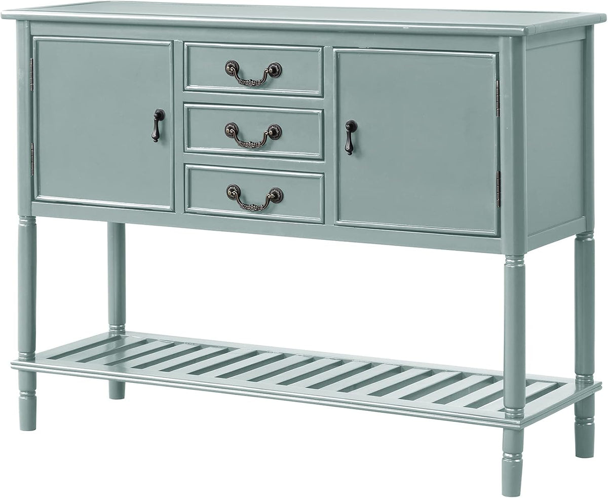 Navy Blue Solid Wood Console Table with 3 Drawers, 2 Cabinet, 1 Shelf Y678