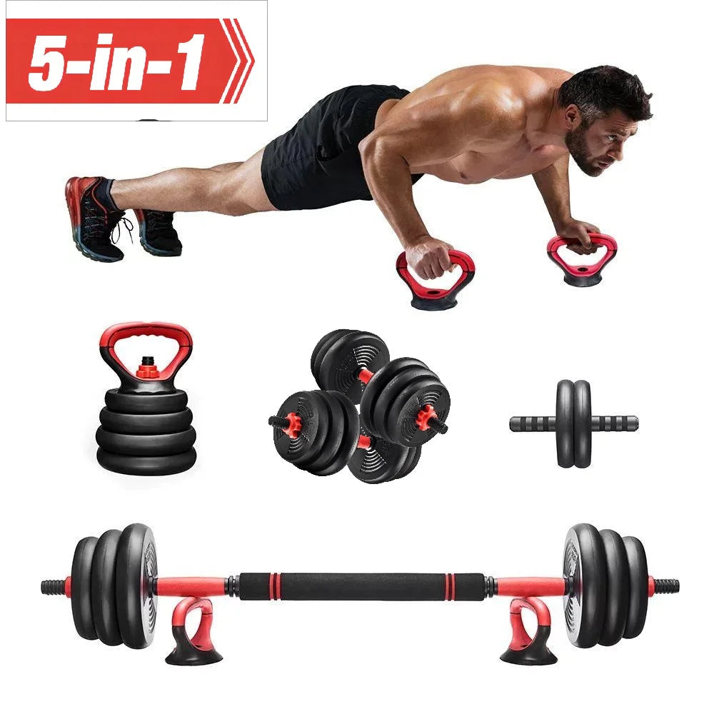 5 in 1 Adjustable Dumbbell Barbell Kettlebell Set 40LB I453767