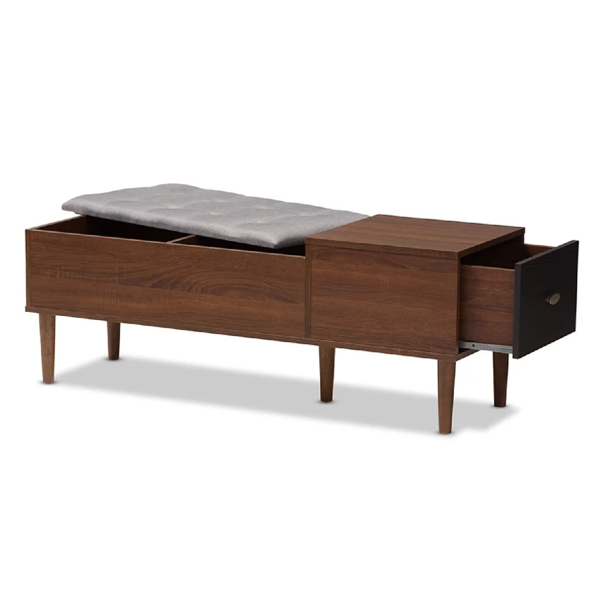 Oak and Dark Brown Wood 1-drawer Storage Bench Z1514