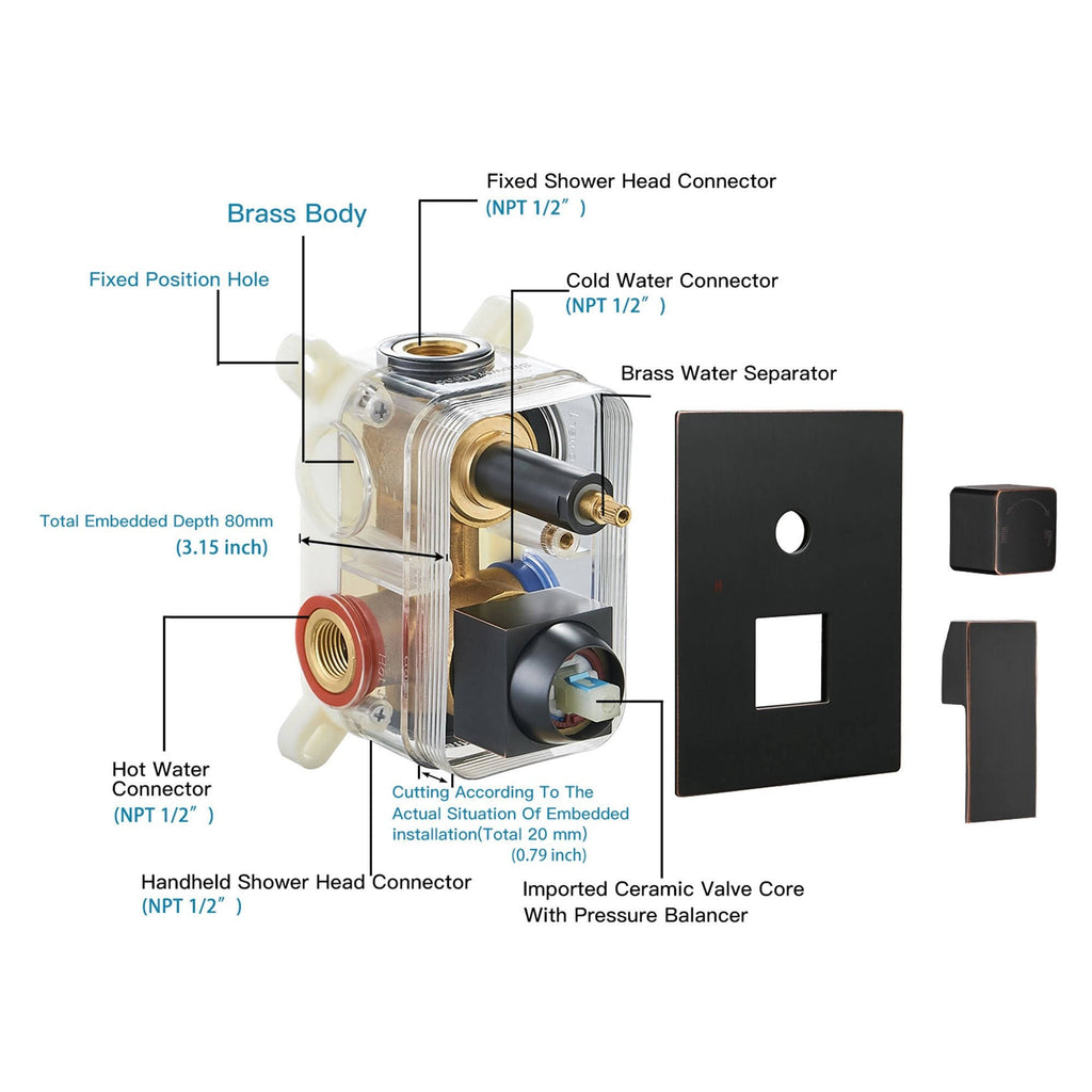 Oil Rubbed Bronze Complete Shower System with Rough-In Valve N342