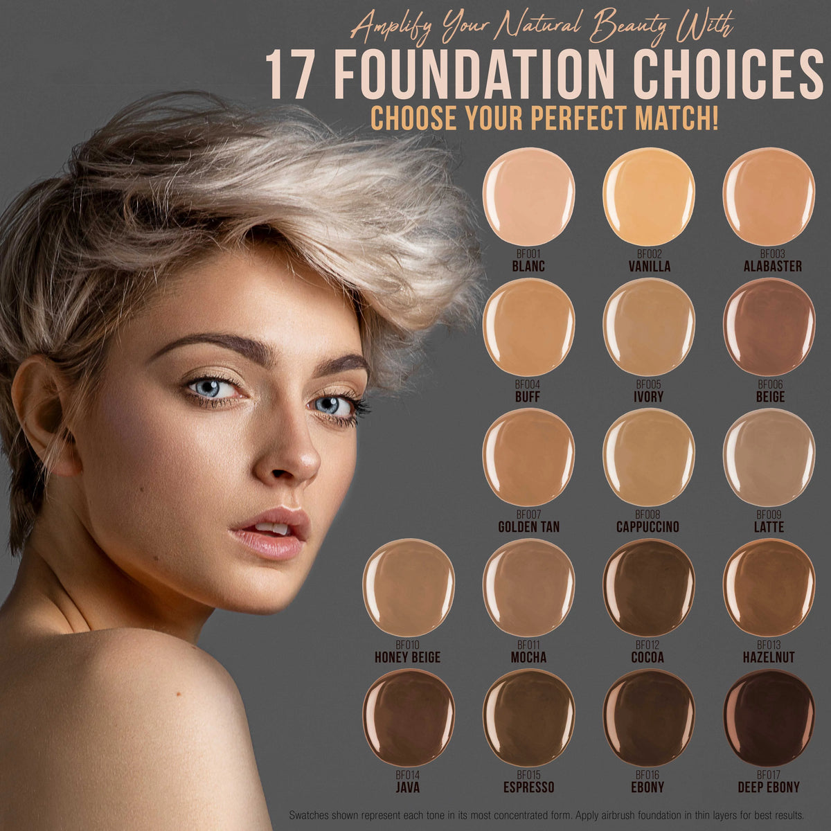 Airbrush Makeup Foundation Set Light Shade Face Cosmetic Kit M152517