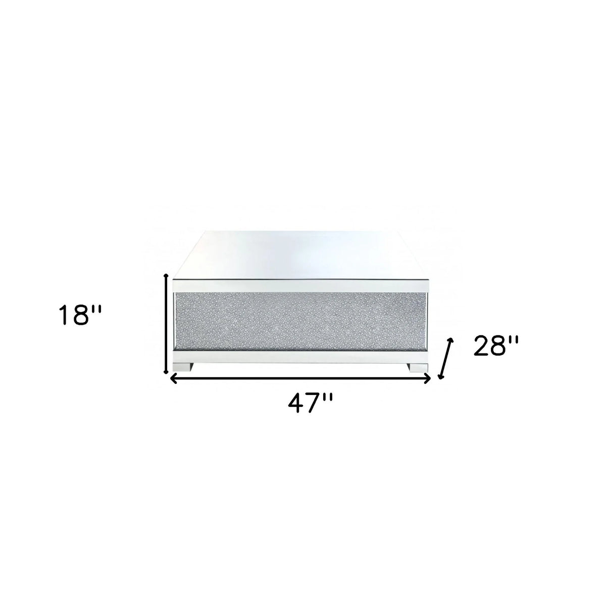 47" Silver Glass Mirrored Coffee Table P82203