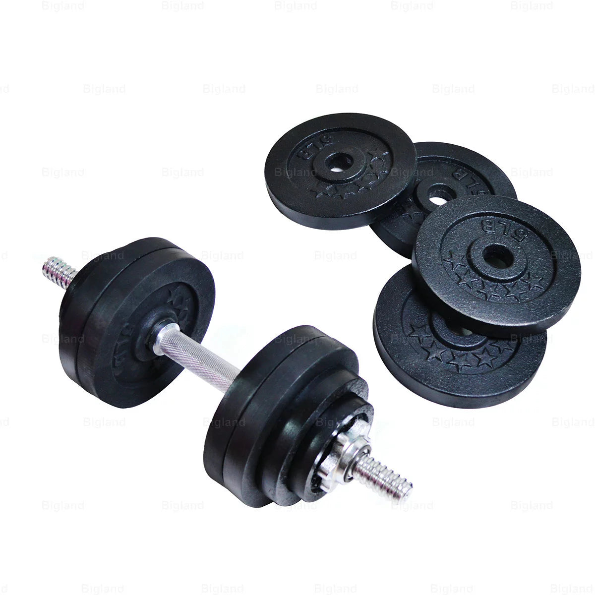 Adjustable Dumbbell Weight Set of 2 Black Cast Iron T2074