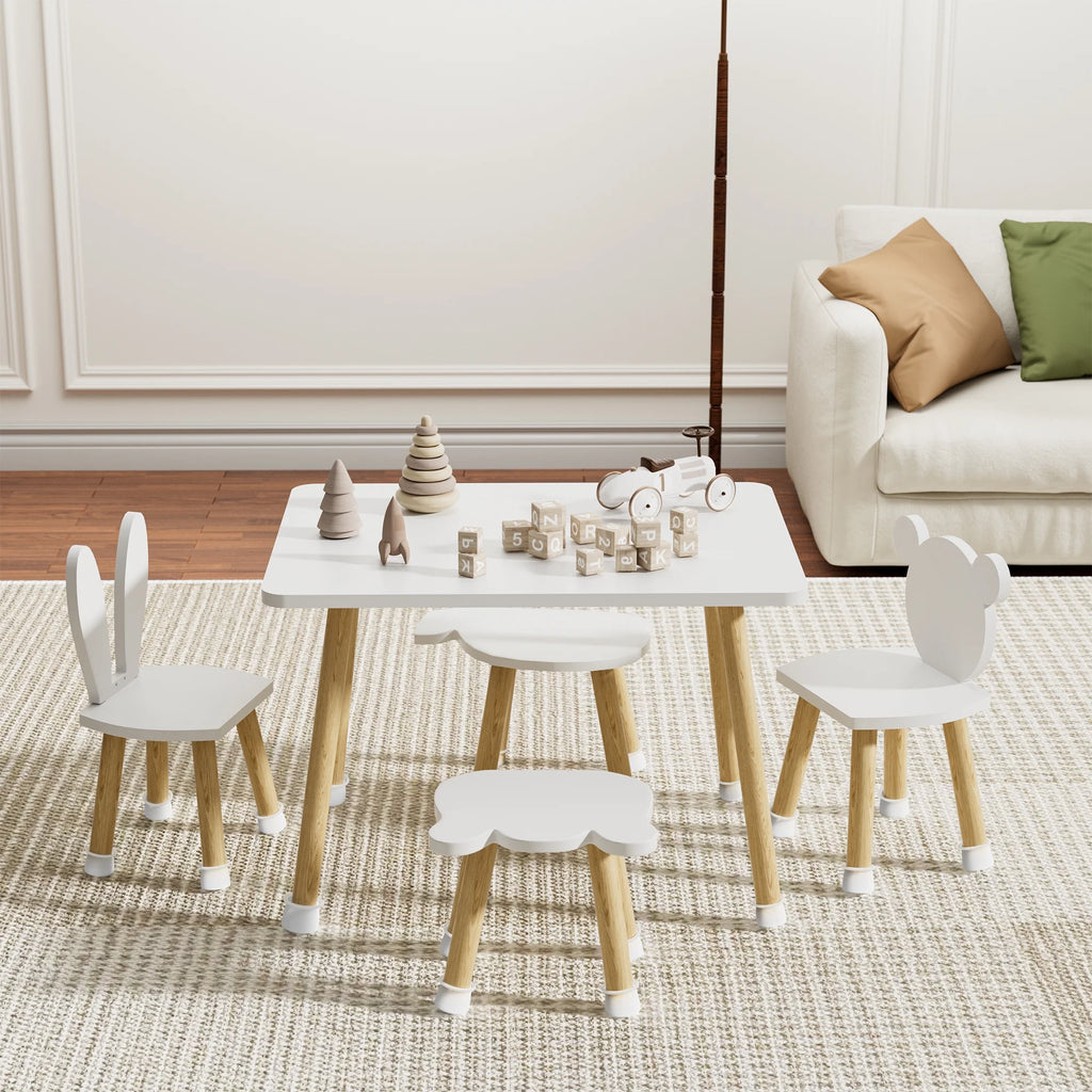 Wood Toddler Table and Chairs Set with 4 Chairs V577099