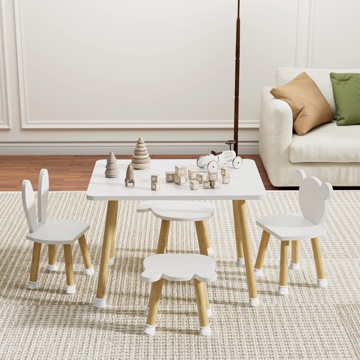 Wood Toddler Table and Chairs Set with 4 Chairs V577099