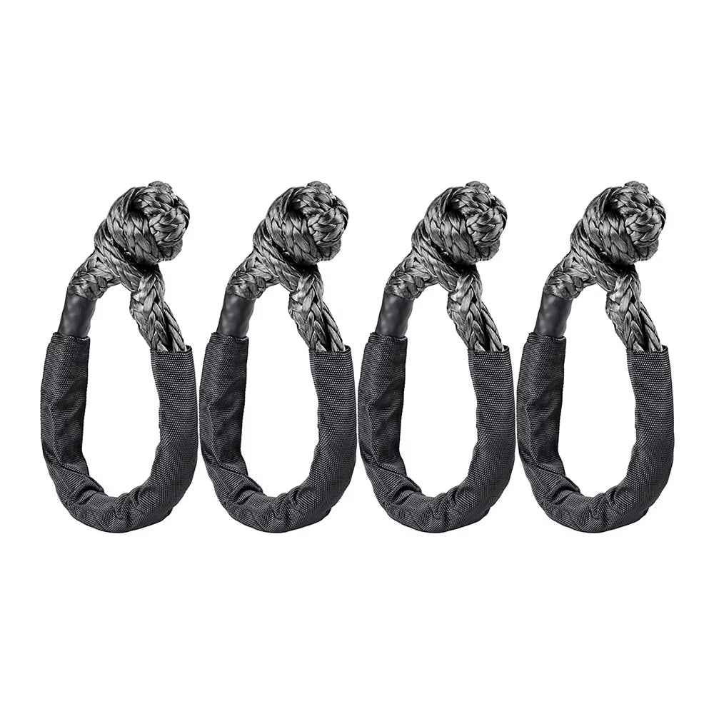 Black 1/2" Synthetic Soft Shackle Tow Straps Rope Recovery 38000 lb UHMWPE (Pack of 4) Y74666