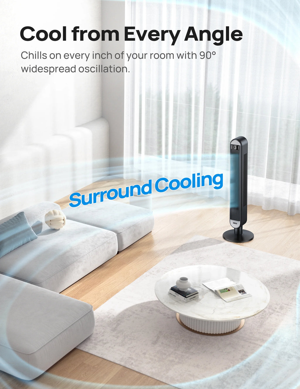 42 Inch Bladeless Oscillating Tower Fan with Remote P344835