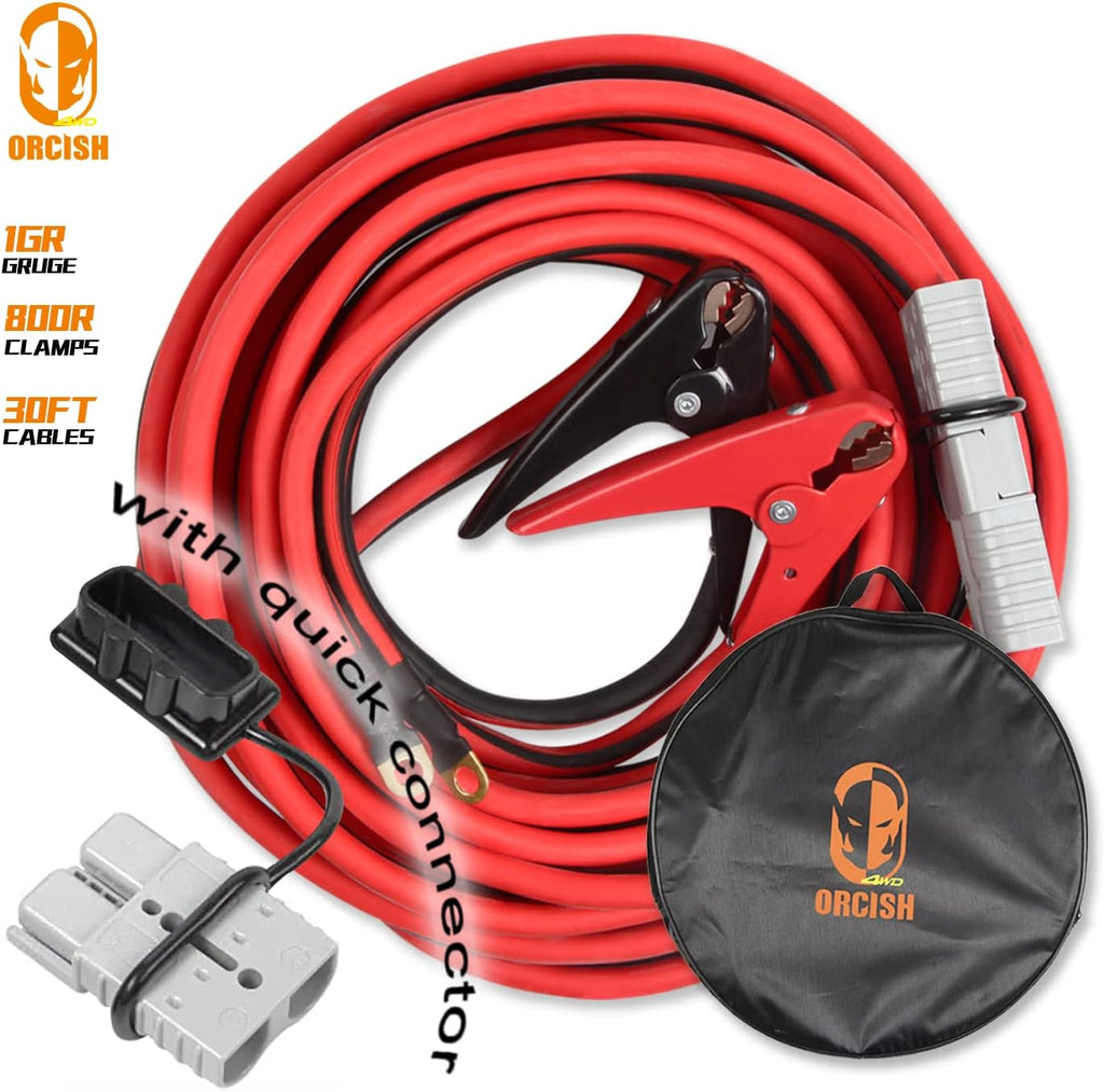 30 Feet 1 Gauge 800A Heavy Duty Booster Cable with Carry Bag F78364