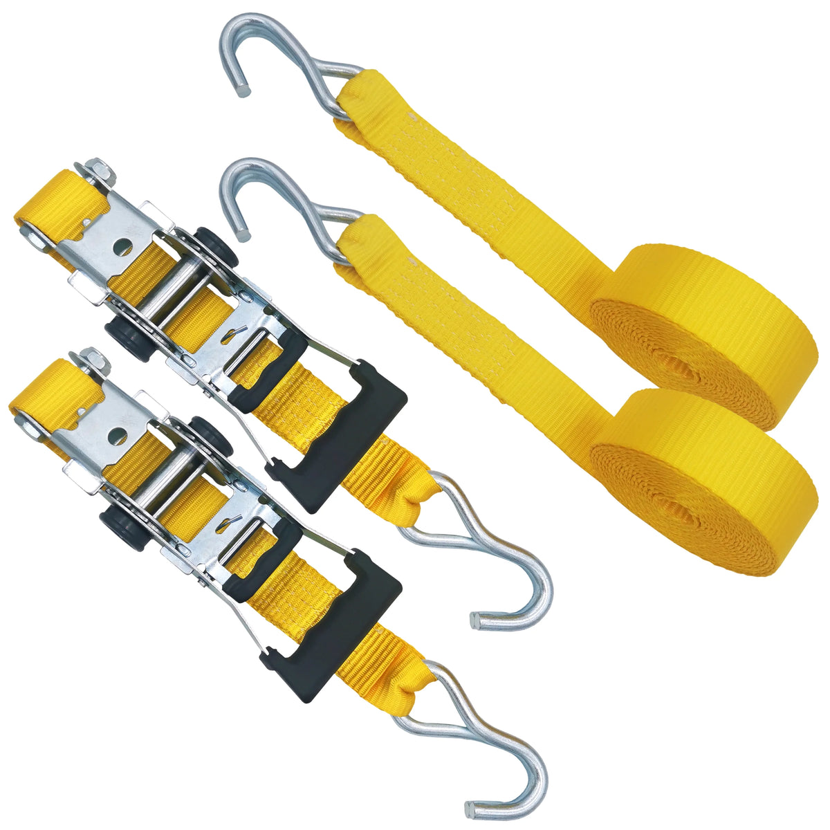 2 Pack 15 feet Steel Ratchet Tie Downs 1666 lbs Yellow U995
