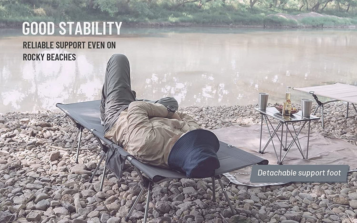 Foldable Camping Cot with Side Pocket and Storage Bag P507