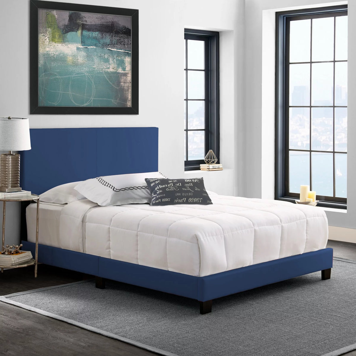 Queen Upholstered Platform Bed B42566