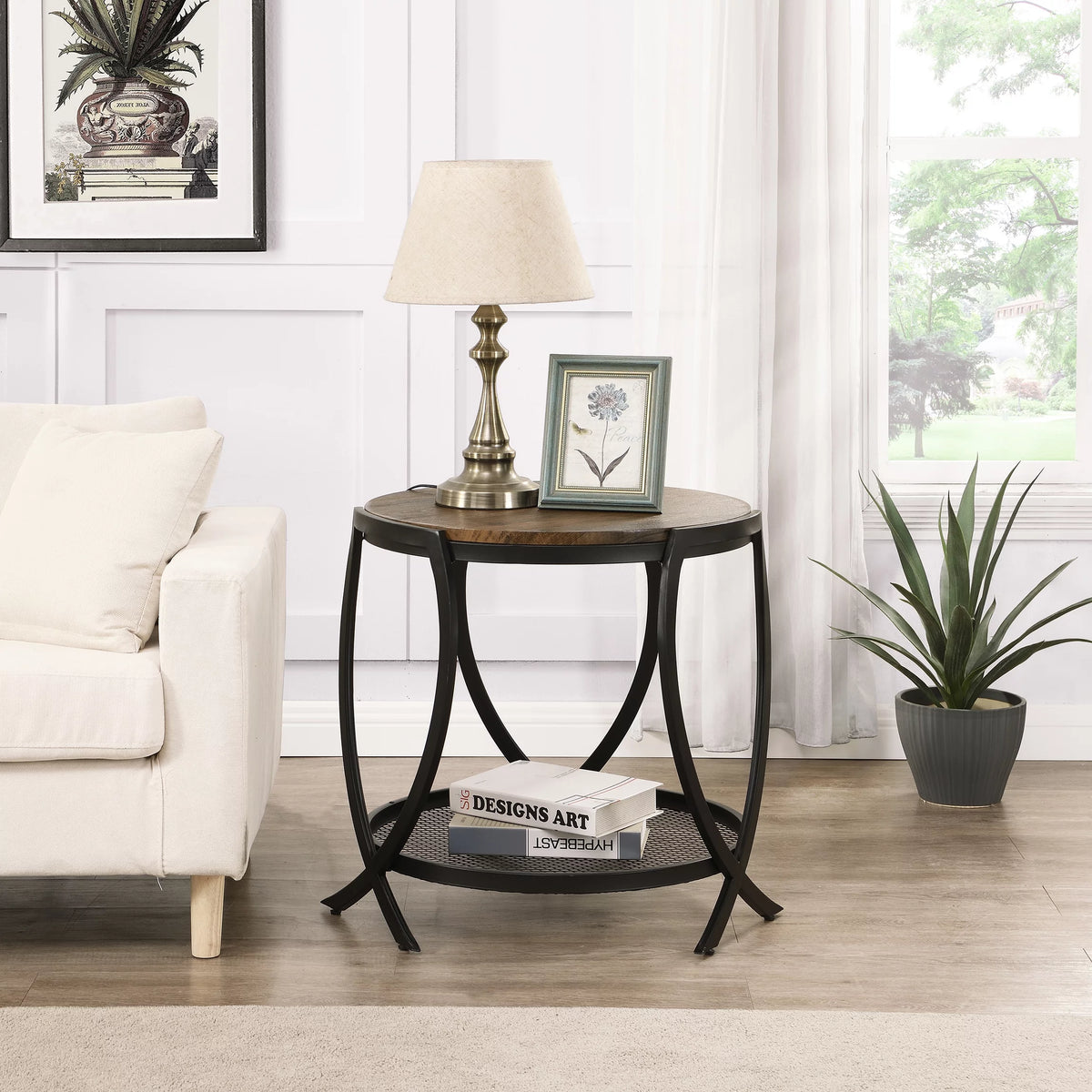 Brown 2-Tier Round End Table G451