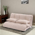 Beige Adjustable Folding Futon Sofa with Two Pillows A6454