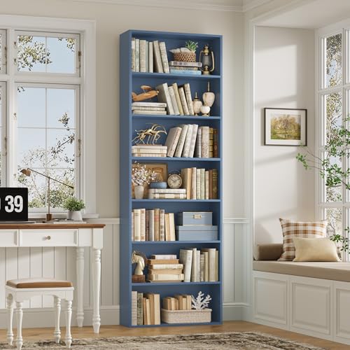 82" Tall 7-Tier White Bookshelf V8232
