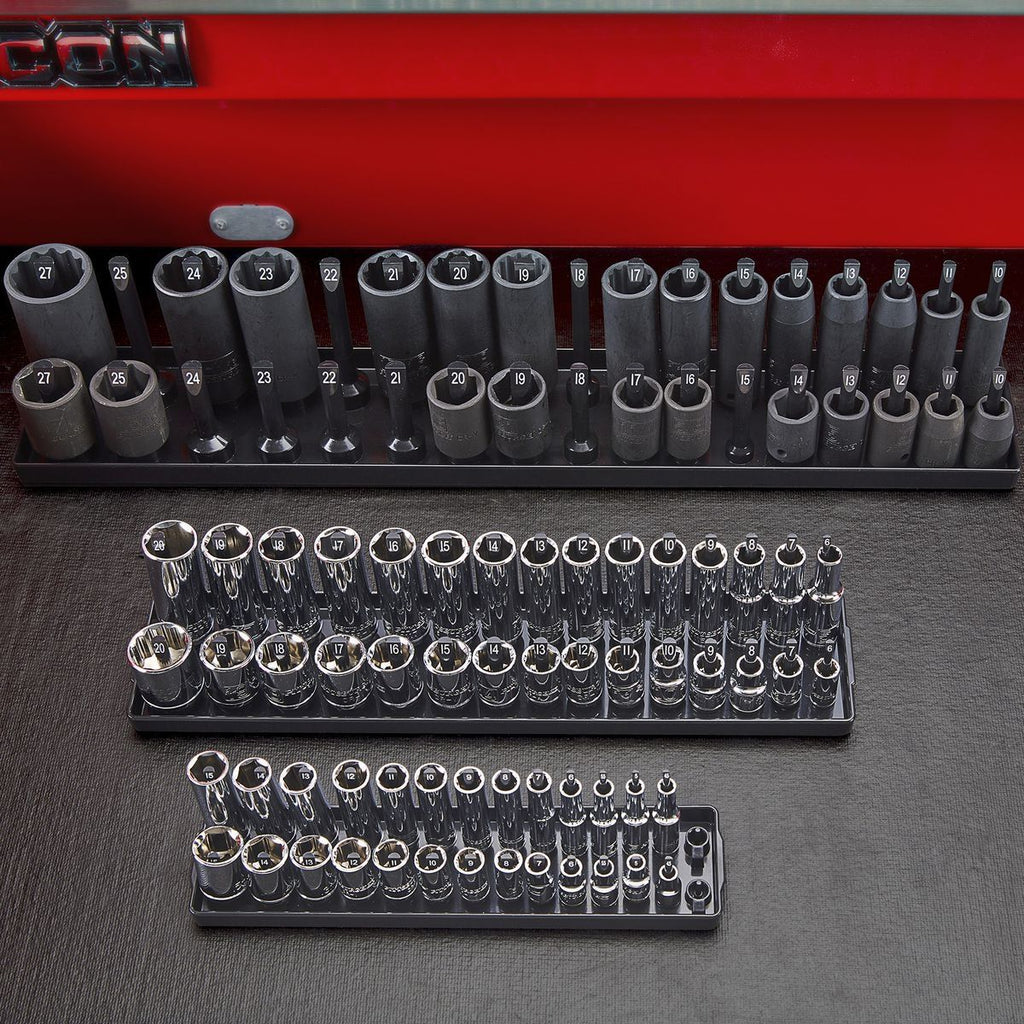 3 Piece Black Metric Socket Tray C828