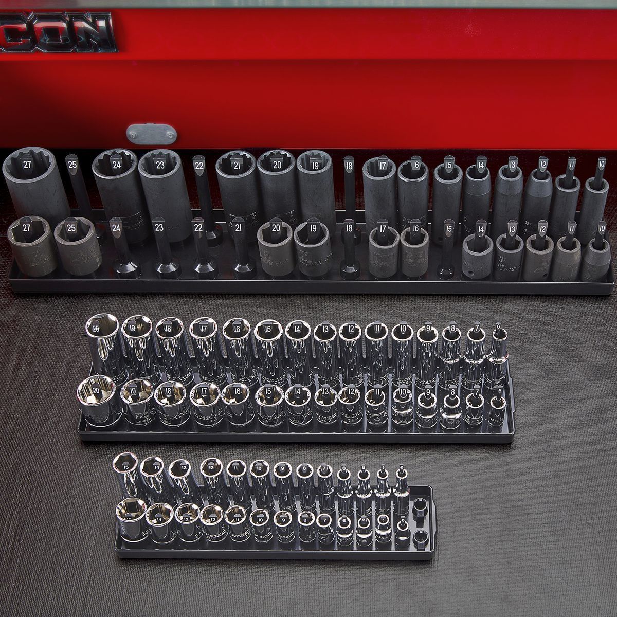 3 Piece Black Metric Socket Tray C828