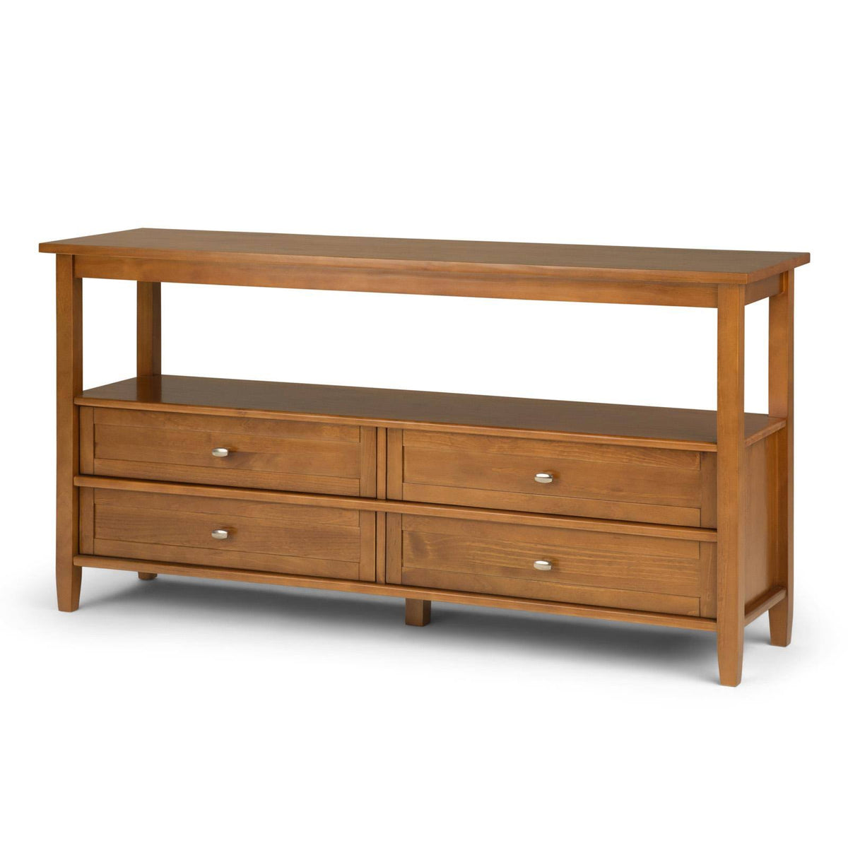 Pine Wood Console Table, 60W x 16d x 30H in., Light Golden Brown R59103