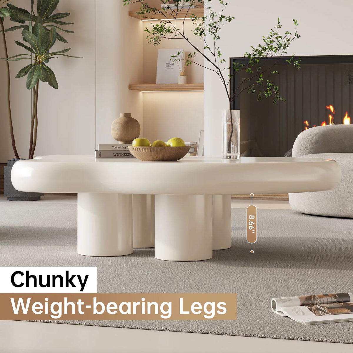 Cream White Coffee Table with 4 Legs X50679