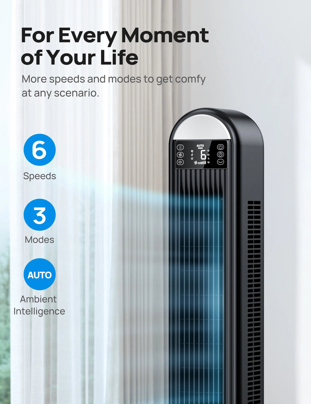 42 Inch Bladeless Oscillating Tower Fan with Remote P344835
